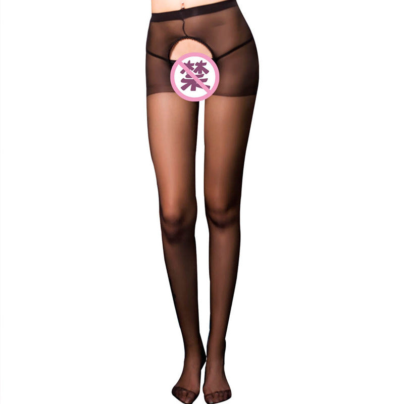 Image of men’s erotic one-piece stockings open crotch easy to insert men’s pantyhose summer thin lengthened pseudo niang
